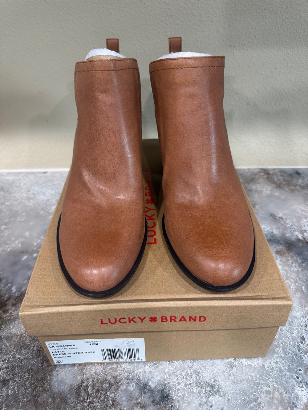 Lucky Brand Tan Leather Ankle Heeled Boots